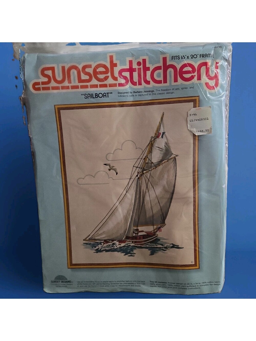 Sunset Stitchery Sailboat Crewel Embroidery Kit #2502 Vintage 1978 New